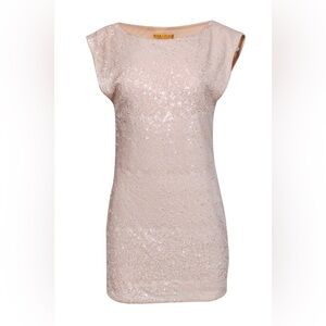 Alice + Olivia x Bergdorf Goodman Pink Sequin Cap Sleeve Shift Dress